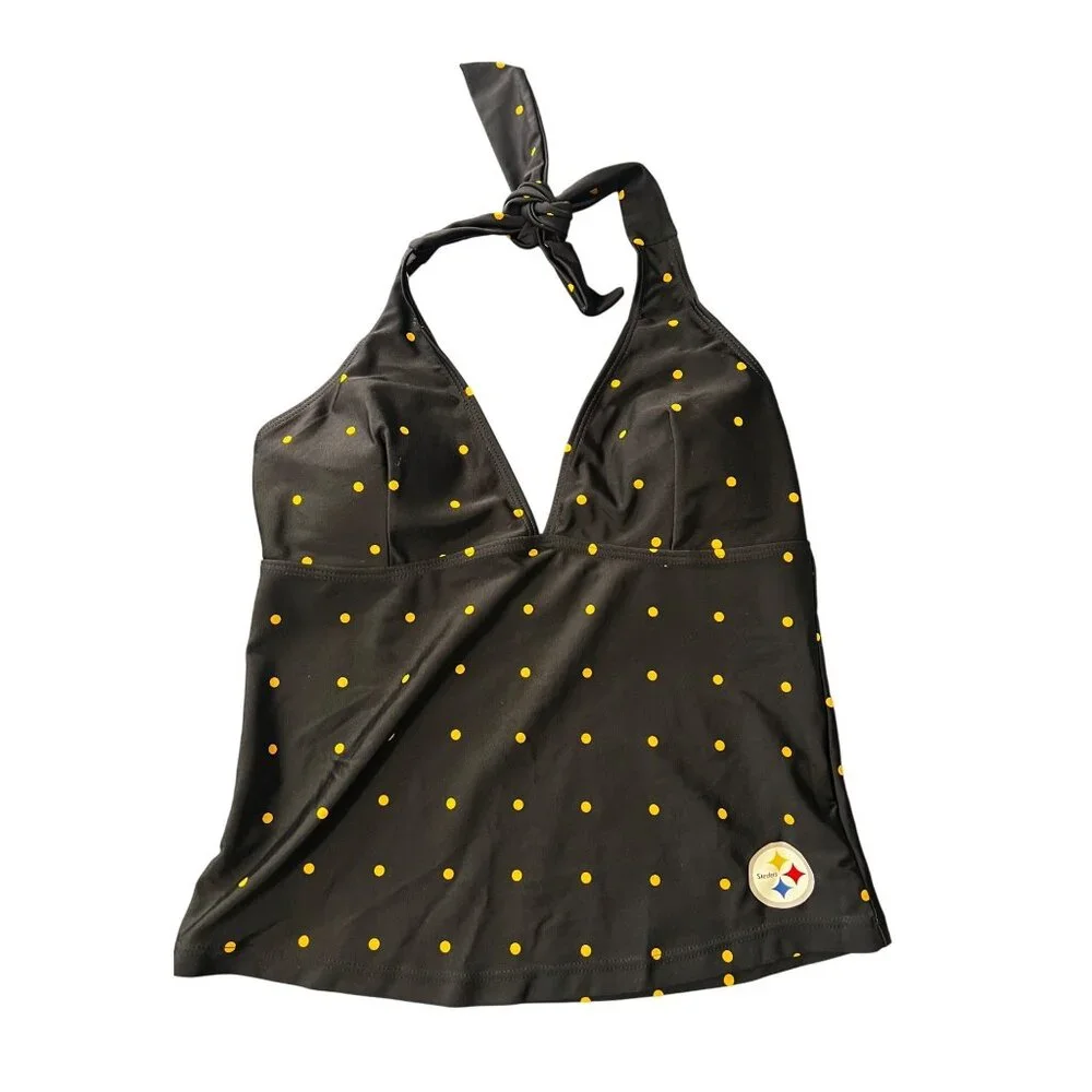 NFL Team Apparel Steelers Polka Dot Tankini Swim  Top M Swim Beach Vacation Reso